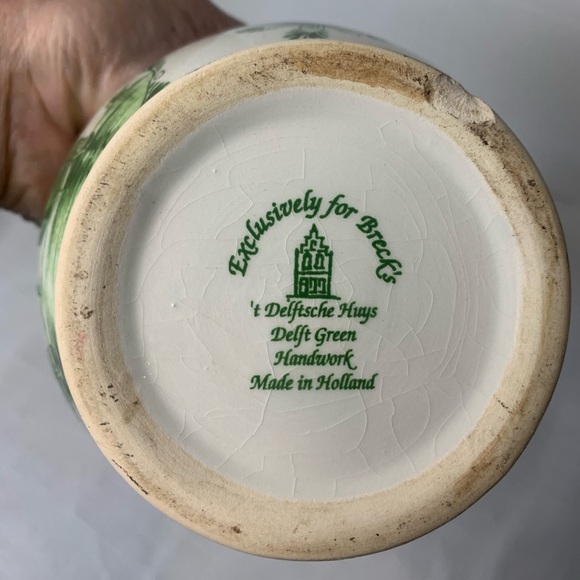 DELFT| Vintage Delft Green Tulip Planter by Brecks - Picture 3 of 11